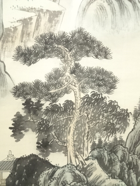 掛け軸　茶掛　村瀬晃甫　山水絵　肉筆　茶道具　茶道　インテリア 掛け軸 茶掛 村瀬晃甫 山水絵 肉筆 茶道具 茶道 インテリア
